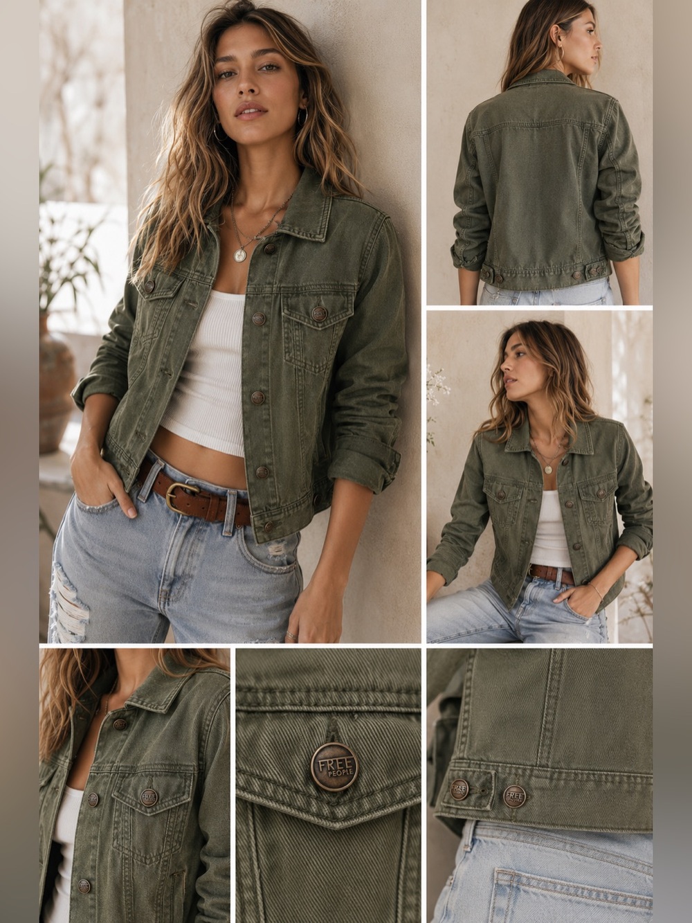 Free People Love Always Denim Jacket — Pine Green - Pretty Little Liars - Medium